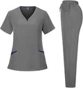 Customized Solid Color Scrub Sets Stretch Piece Uniforms Suit Nursing Fitted V Neck Top Nurse Work Uniform