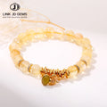 JD GEMS Trendy Unisex Fashion Energy Crystal Bead Strand Jewelry Bangle 3A Natural Citrine Gravel Broken Silver Gourd Bracelet