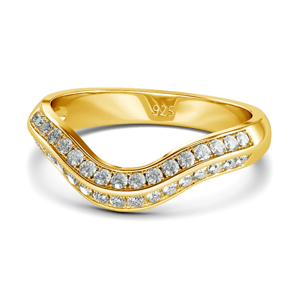 Luxury Fine Jewelry Streamline Sterling Silver Ring 0.5 Carat Moissanite Engagement Rings Diamond Gold