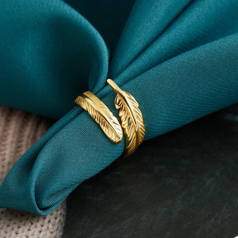 Fashion Custom Jewelry  Products Feather 925 Sterling Silver Feather Leaf Ring Silver Jewelry