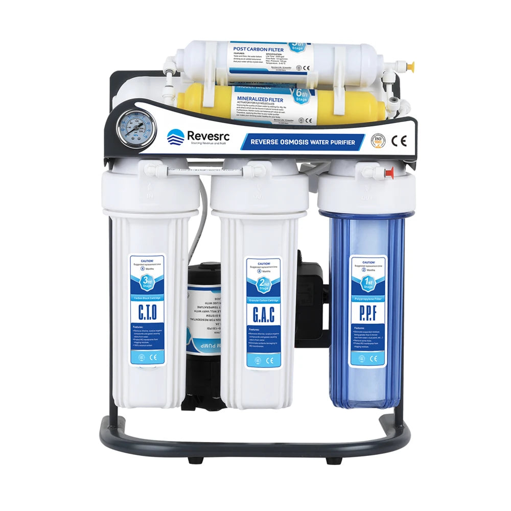 Custom Home UV 5-Stage Reverse Osmosis System Electric Manual Power Source Purified Water Filtration RO Membrane Filters Hotels