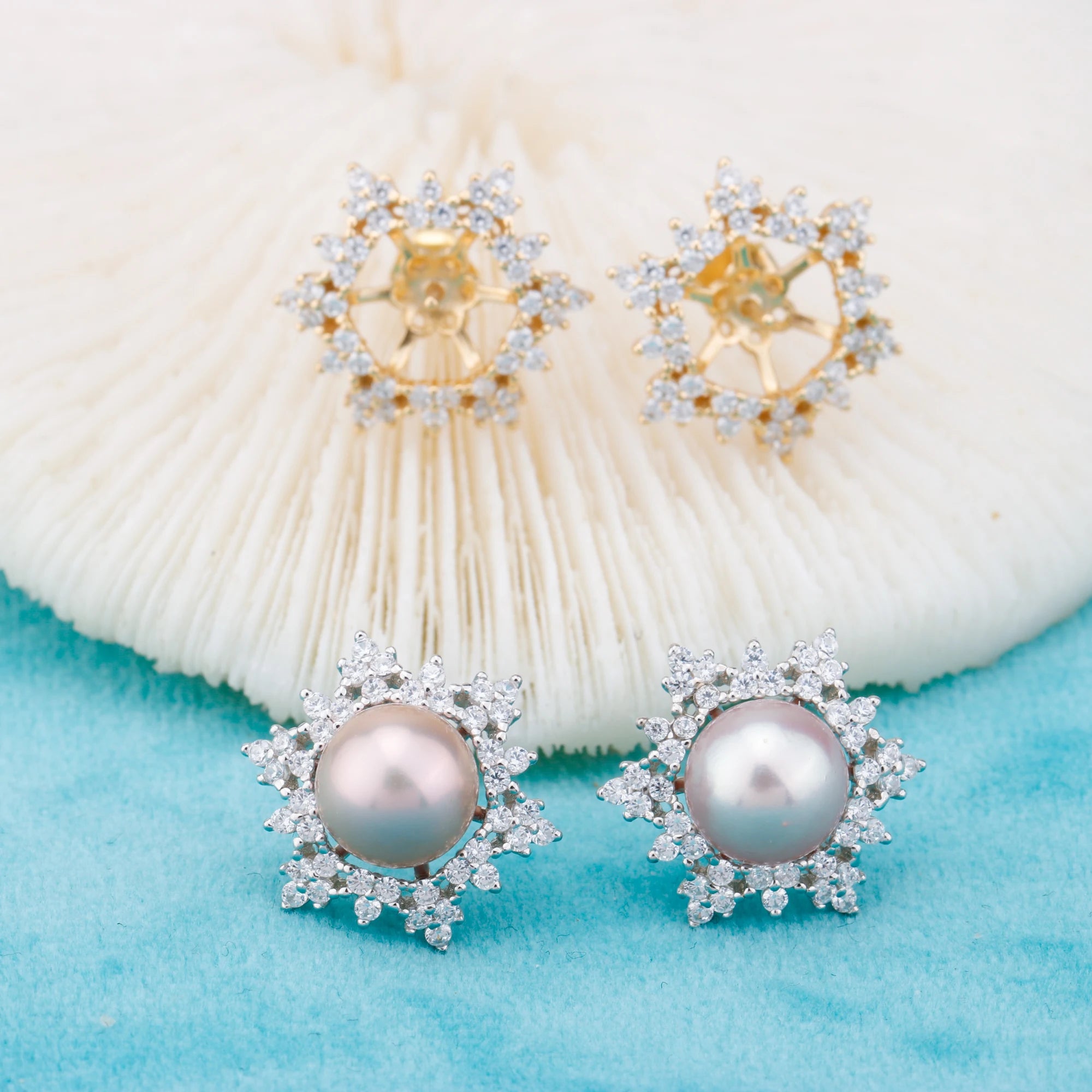 E010898 S925 Pearl Earring 925 Sterling Silver DIY 7-8mm Natural Freshwater Pearl Stud Earring for Women