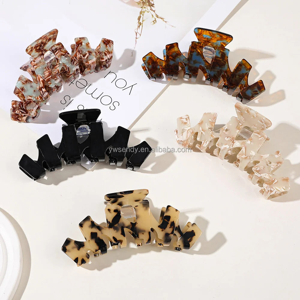 Hot Selling Retro Amber Hair Clips 10.5cm Large Wavy Acetate Hair Claw Clips Fashion Girl Hair Accessories Wholesale
