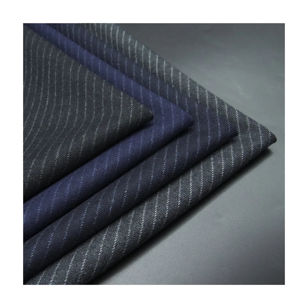Luxury Italian Suiting Fabric for Women and Men Comfy 97% Merino Wool Stripe Worsted Wool Suit Yarn Dyed Pattern for Jackets