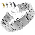 Men's & Women's Stainless Steel Curved End Watch Bands 18mm 20mm 22mm 24mm Solid Double Lock Buckle Strap Bracelet Accessories