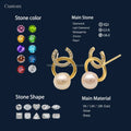 Luxury Pure 14K Solid Gold Pearl Earring Studs Real Diamond Freshwater Pearl Gold Jewelry Earrings