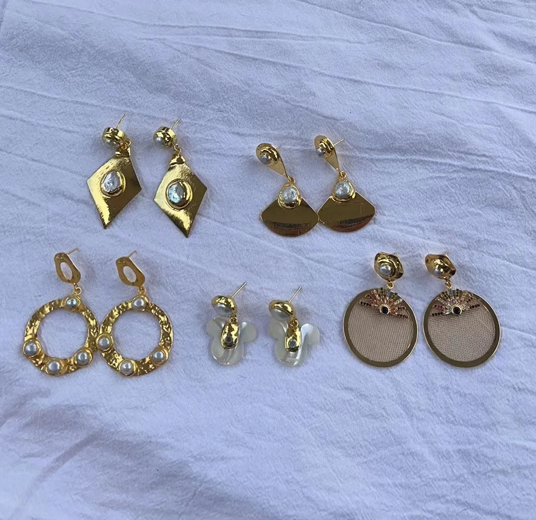 Natural Earrings Real Gold Plated Gift for Her