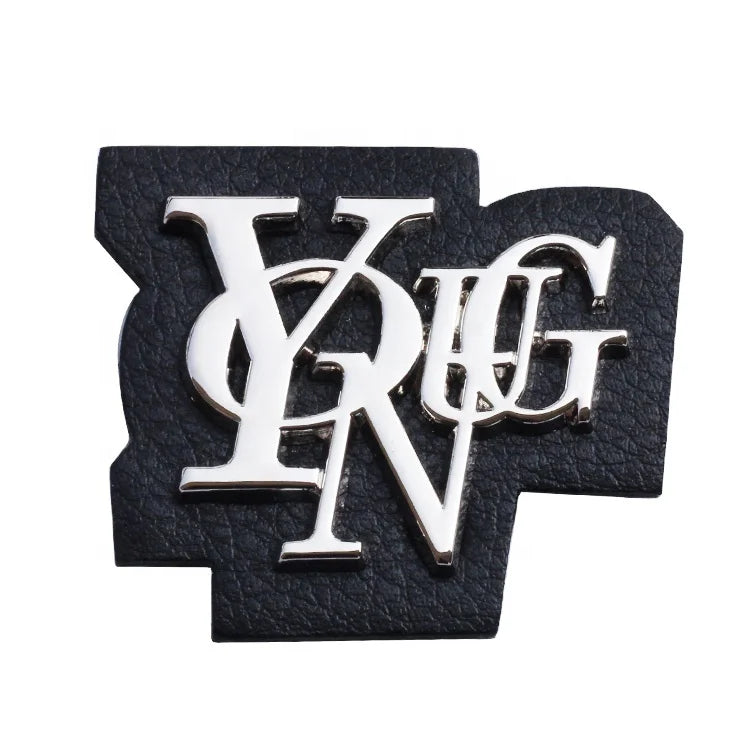 Manufacturer Custom Clothing PU Design Luggage Tags Black Leather Label Patch Logos for Sneakers 3D Embroidered Sequins for Hat