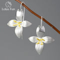 Lotus Fun Hot Sale Handmade Luxury Elegant Flower Dangle Earring 925 Sterling Silver With 18k Gold Plated Fine Jewelry for Women