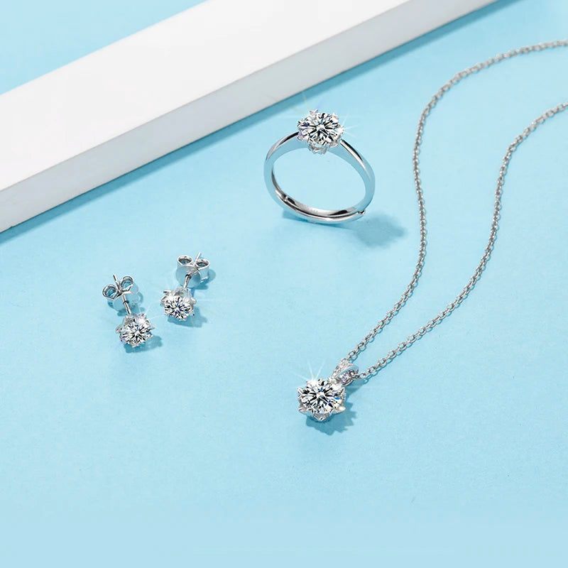 Best Selling Dubai Silver Jewelry Sets Wedding Jewelry Moissanite Diamond Rings Necklace Earrings for Women 2021