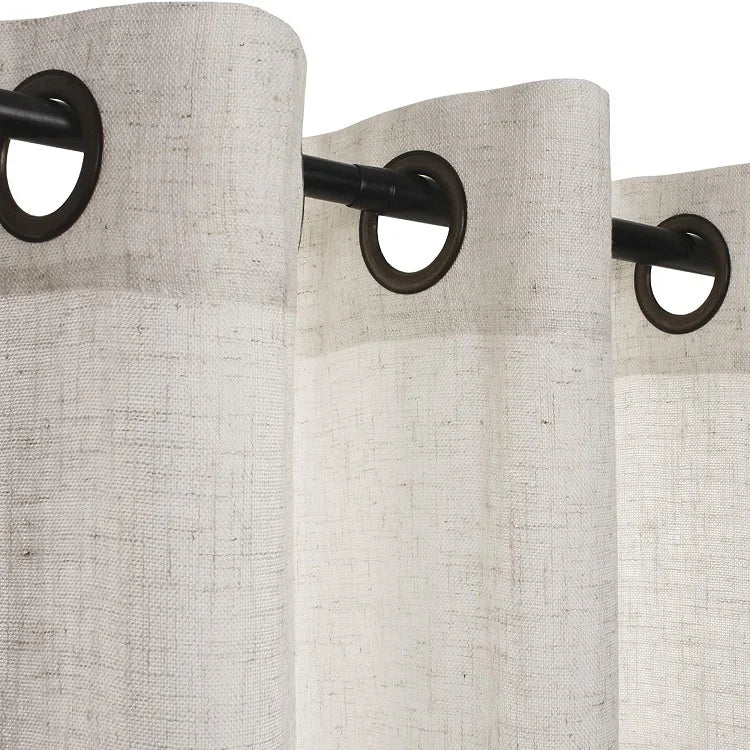 XinLan Wholesale Home Textile Ready Made Grommet Top Linen Texture Semi Sheer Window Curtains