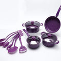 Factory Custom Purple 13pcs Iron Cheap Cooking Pot Set Kitchen Housewares Kitchen Pots and Pans Non Stick Cookware Sets