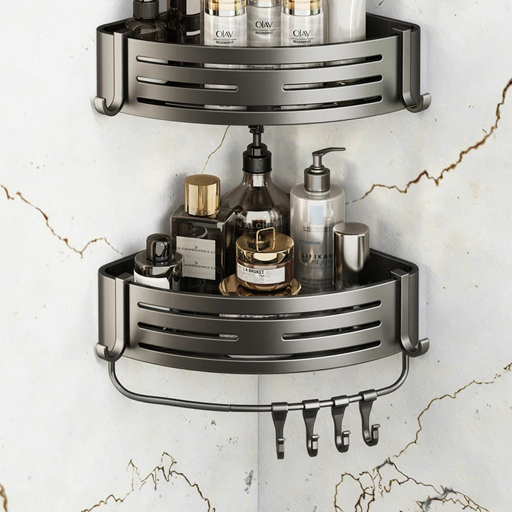 Hot Sale Multi Aluminum Wall  Adhesive Bracket Rack Storage Shower Caddy Bathroom Corner Shelf