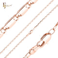 1mm FJ Fallon Fashion Jewelry Thin Solid Snail Link Polished Chain Plated in Rose Gold Brass Based