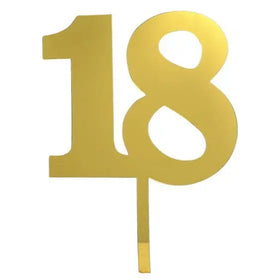 Teenage Acrylic Gold Number 18 Cake Topper for 18th Birthday Wedding Anniversary Graduation Party Decorations-XQA0004