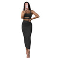 Two Piece Set Club Wear Solid Color Crop Top Long Skirt Bodycon Ladies Dress Wholesale Women Sleeveless Sexy Casual OEM Service