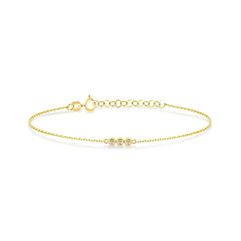 Simple Triple 5A Zircon Ins S925 Sterling Silver Ladies Bracelet 18k Gold Plated Jewelry