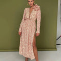 Enyami Romantic French Elegant Spring Fall Boutique Long Sleeves Floral Printed Flower Design Casual A-line Women Dress