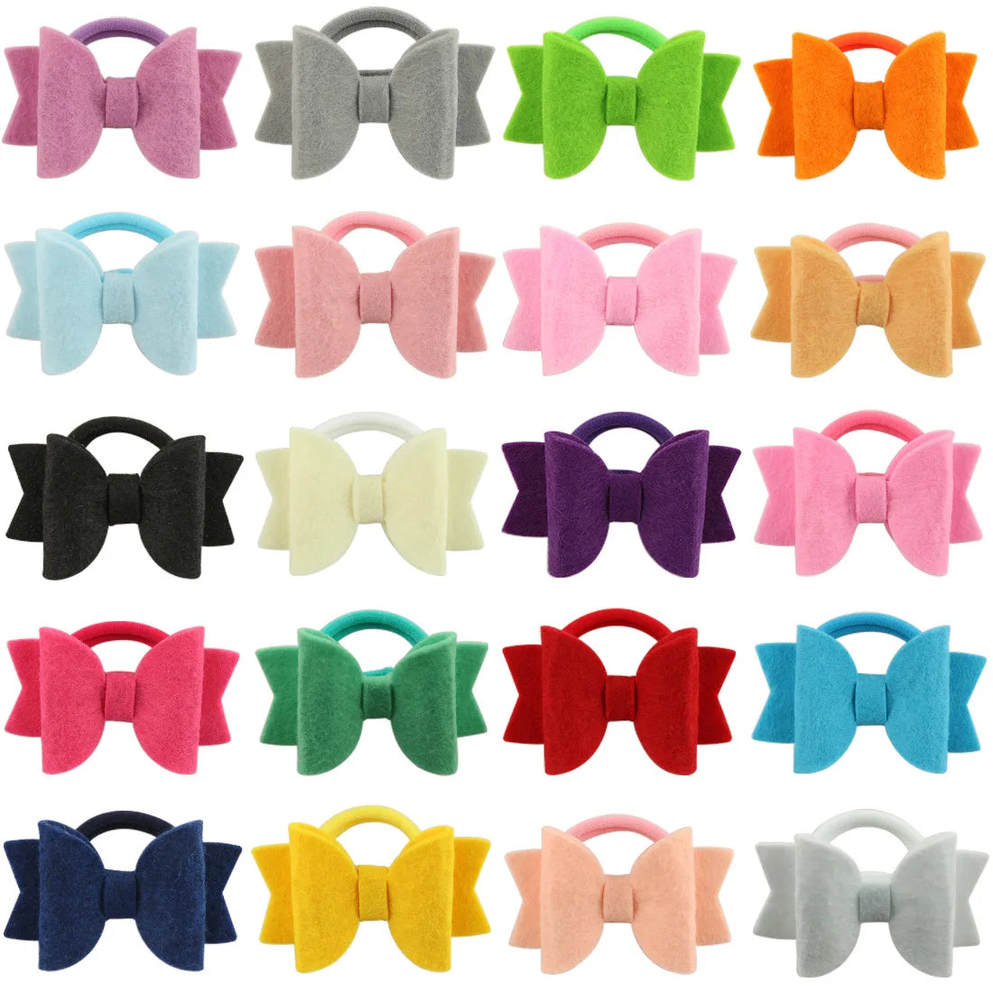 Boutique 20-Colour Elastic Hair Ties Girls' Ponytail Holders and Hair Bows Rubber Bands