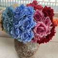 L899 Bouquet 10Heads Red Pink White Artificial Silk Rose Flower Bouquet for Home Office Wedding Party Festival Bar Decor