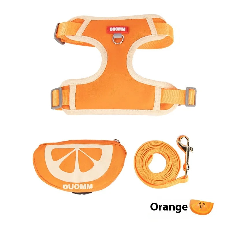 Wholesale New Fashionable Solid Pattern Polyester Dog Walking Vest with Traction Rope Small Puppy Chest Strap Backpack
