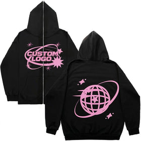 Y2K 100% Cotton Custom Logo French Terry Zipper-Up Solid Luxury Quality Heavy Weight Oversized Fit Men's Hoodies
