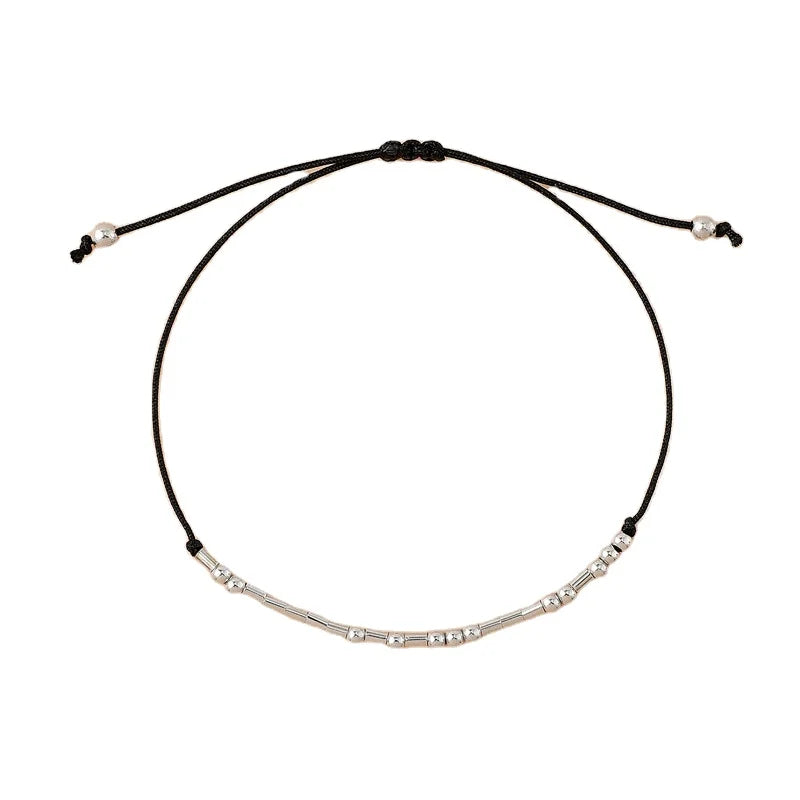 Niche Special Custom Woven Bracelet Morse Code Elements Hide Meaning Jewelry Bracelet Woven Stainless Steel Beaded Bracelet
