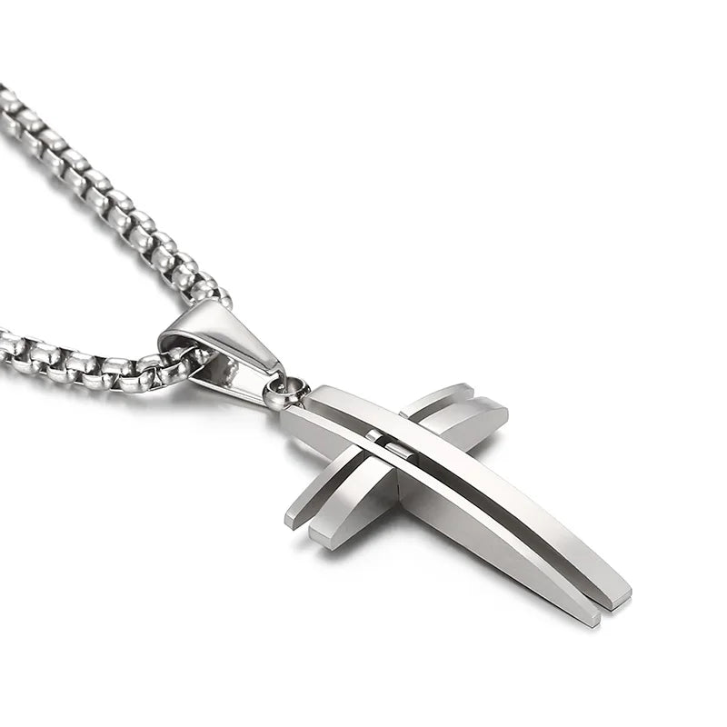Kalen Unisex Minimalist Curved Stainless Steel Christian Cross Pendants