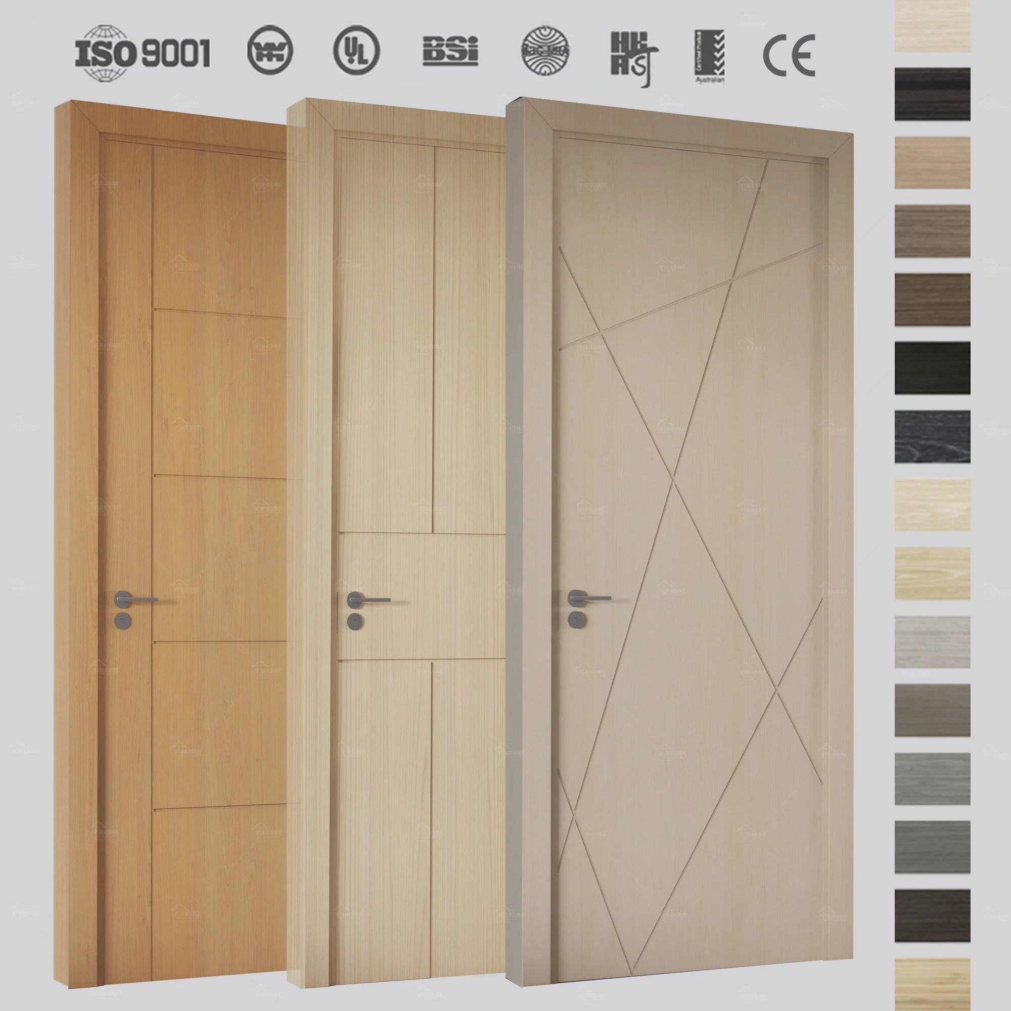 Guangdong Foshan Classic Wood Interior Doors Mdf Bedroom Doors for Houses Quality Melamine Wood Doors