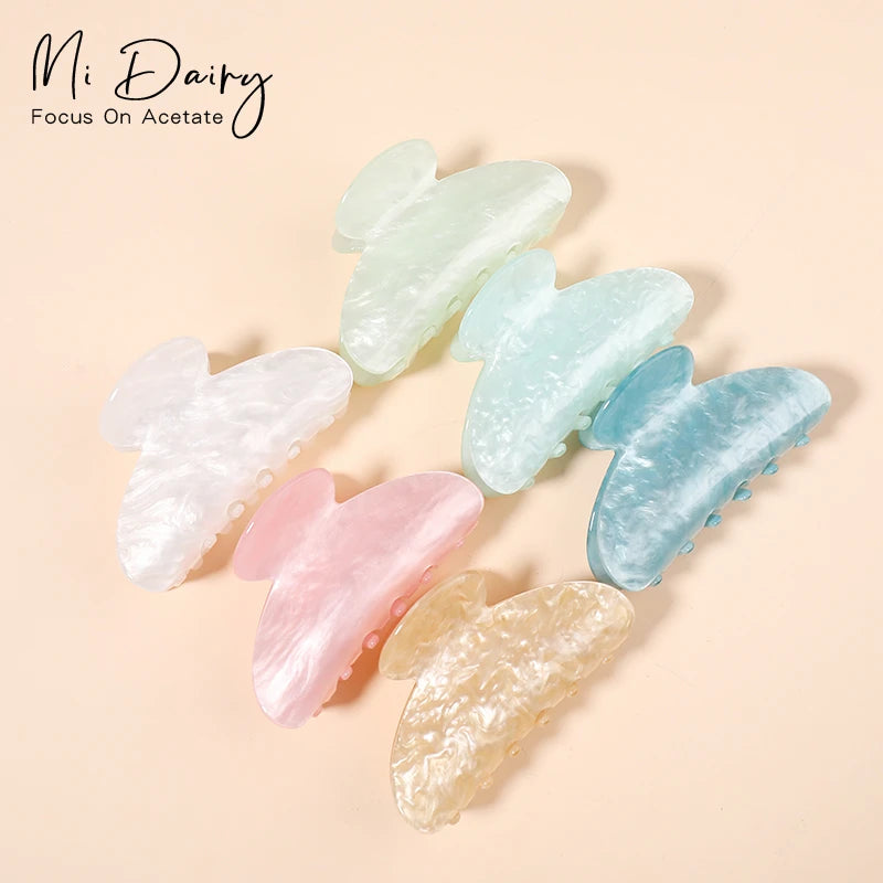 Mi Dairy 8.2cm Korea Elegent Pearl Light Acrylic Hair Claw Clips Accessories 223893