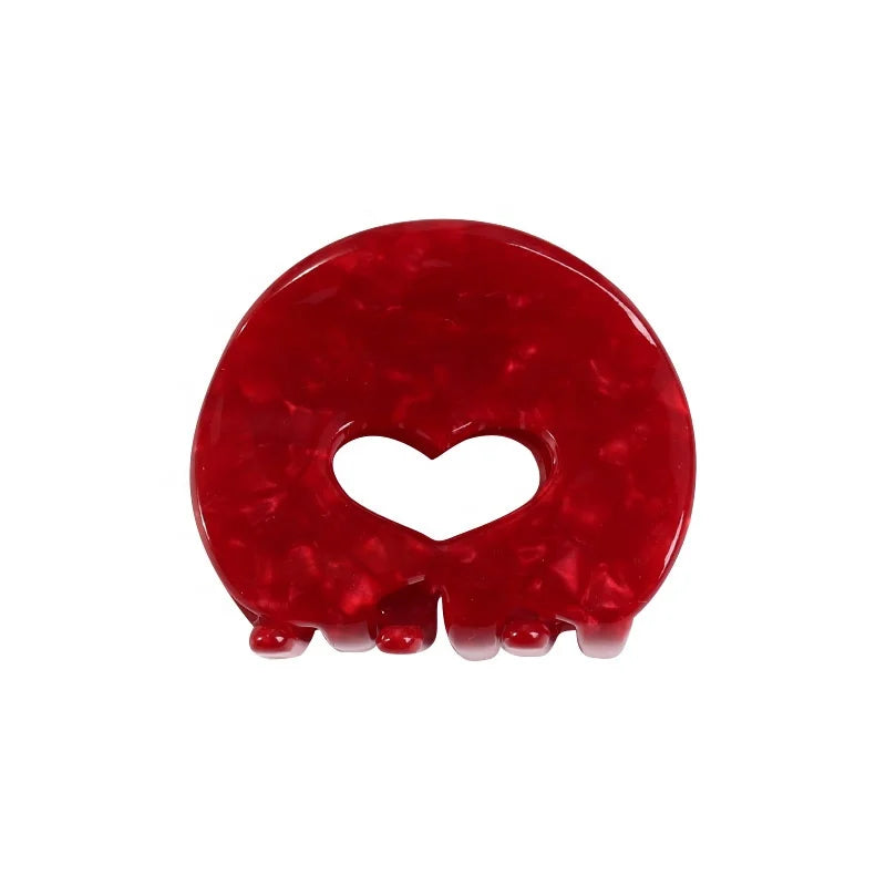 CANYUAN New Design Simple Geometric Pattern Acetate Hair Clips Fashion Small Size 5cm Hollow Out love Hair Claws for Girls