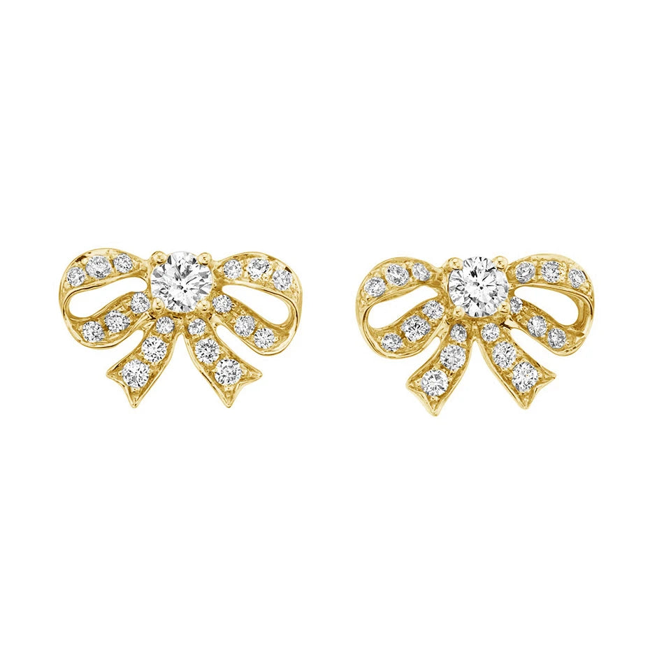 Nagosa 925 Sterling Silver Jewelry Wholesale Custom 14k Gold Plated  Cubic Zircon Stud Earrings Bow Earrings