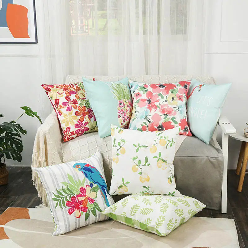 Amity New Summer Polyester Decorative Outdoor Cushion Cover Waterproof Decor Plant Printed Cushion Covers