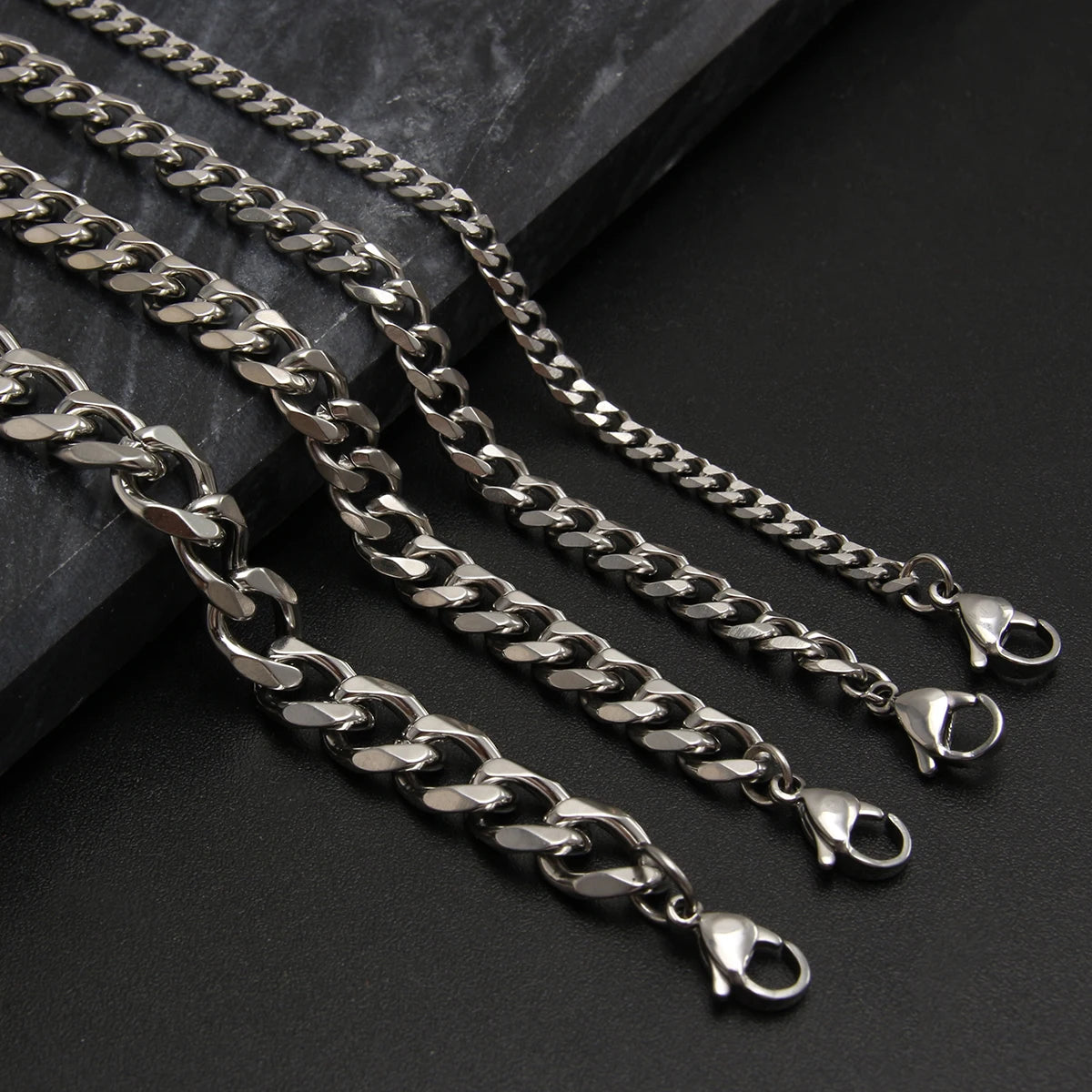 4/5/7/8MM Six-Face Grinding Stainless Steel Silver Chains Women Necklaces Not Fade Men Jewelry Choker Wholesale Bulk Accessories