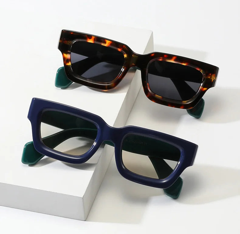2025 New Fashion Retro Small Rectangle Sunglasses Shades Cat Eye Custom Logo Unisex Square Thick-frame Sunglasses