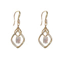 Simple Fashion Gold Plated Ear Hook Earring Dainty Hollow Twist Zircon Charm Earring