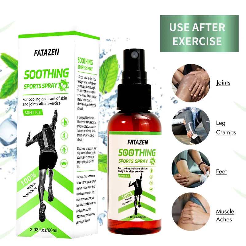 FATAZEN 2024 New Pure Mint Aloe Vera Oil Spray Muscle Relief Aloe Vera Sport Spray Private Label Refreshing Mint Body Oil Spray