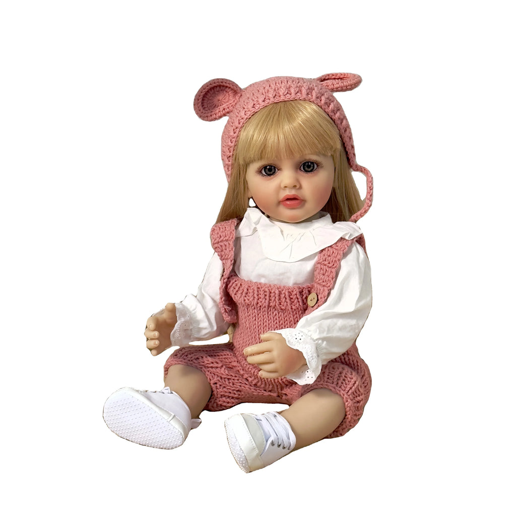 22inch Soft Silicone Bebe Full Body Vinyl Reborn with Music Function Dolls Lifelike Newborn Baby Hair Gifts for Children
