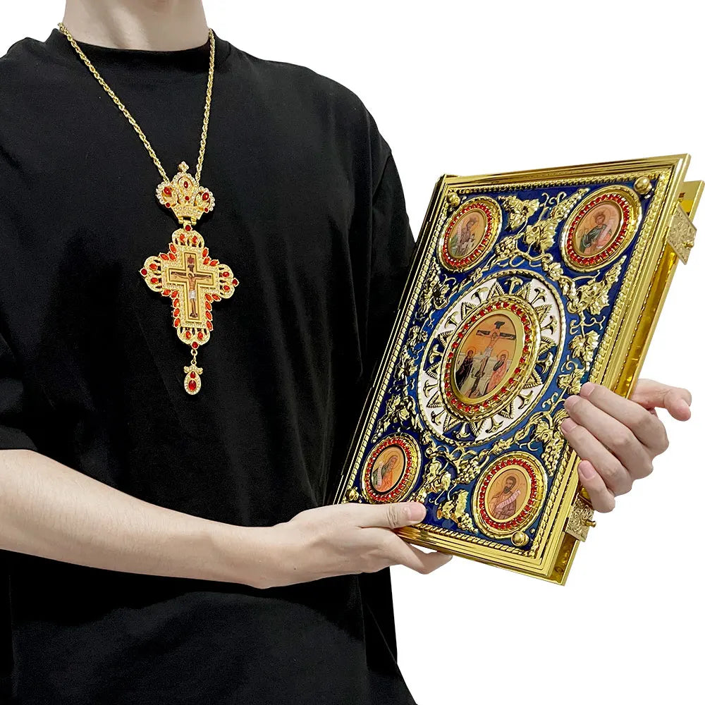New Large Alloy Gold Plating 35*27CM Gospel Cover Godfather Bishop Bible Cover Religious Activity Products