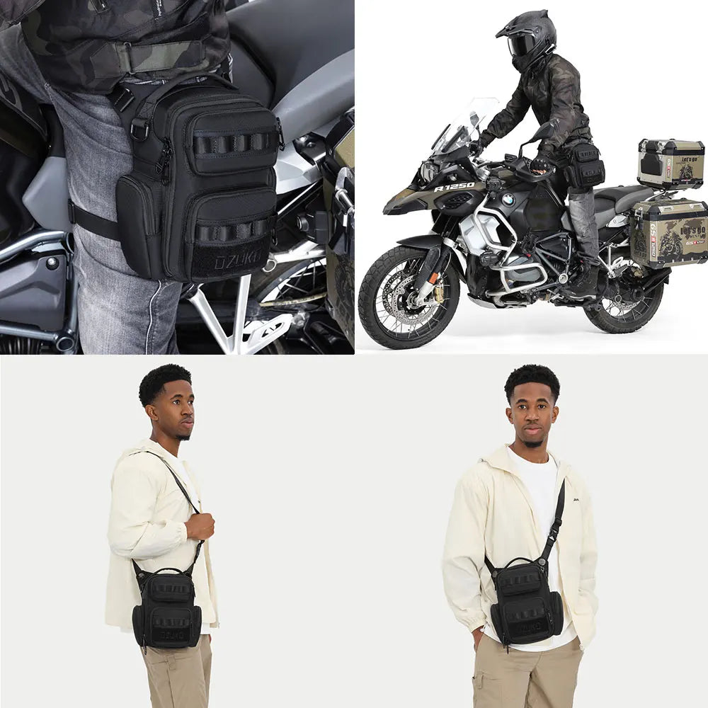 Ozuko 9817 3 in 1 Motorcycle Waist Pack Thigh Bag Motorcycle Tank Bag Muti-functions Leg Pouch for Men Cycling Hiking Running