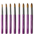 YALIXIN Luxury Round Head Acrylic Nail Brush Custom Logo Kolinsky Hair Purple Metal Handle Crimped Ferrule for Acrylic Nails Art