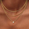 3 Layer New Design Stainless Steel Gold-Plated Water Drop Zirconia Pendant Fashionable Creative Exquisite Premium Women Necklace