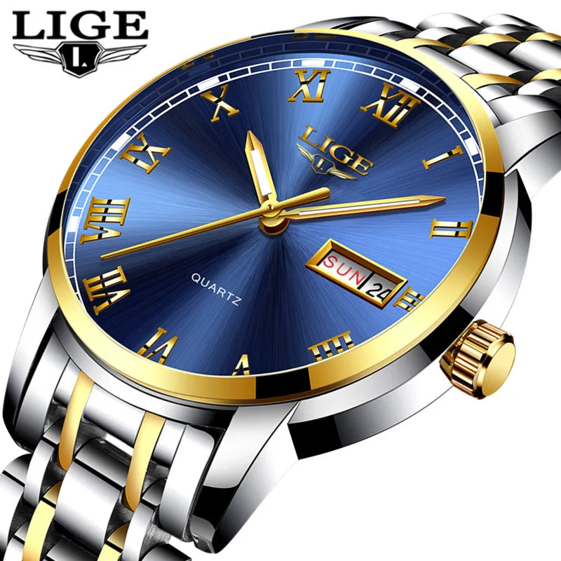 LIGE 9846 Top New Luxury Fashion Diver Watch Men Waterproof Date Clock Sport Watches Mens Quartz Wristwatch Relogio Masculino