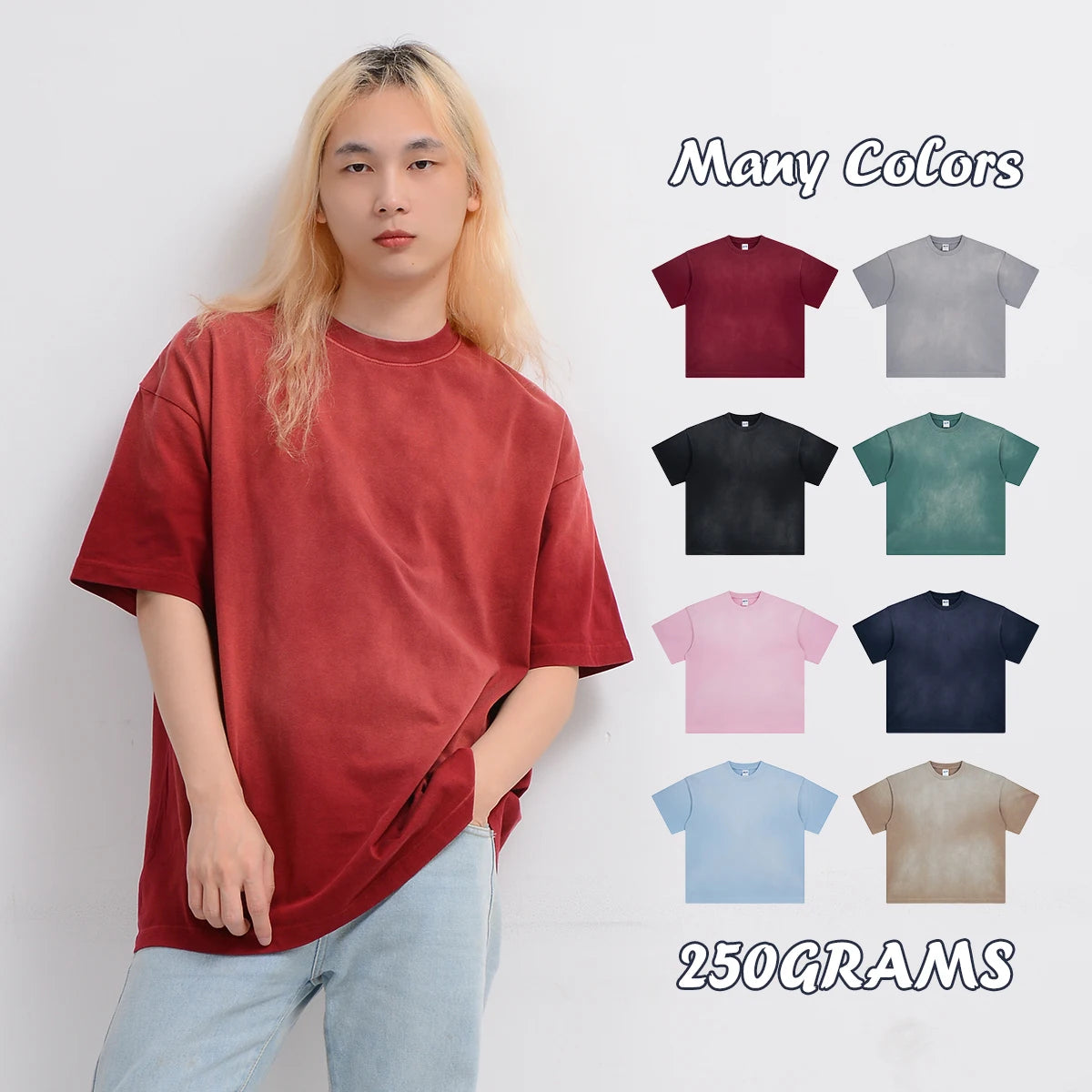 Manufacturers Vintage Washed Blank Street Wear t Shirt Plain t Shirts for Men Jet Dyeing Oversize Men's T-shirt