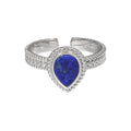 Solid 925 Sterling Silver Rings With Natural Lapis Lazuli Blue Stone Finger Rings Stacking Ring for Women