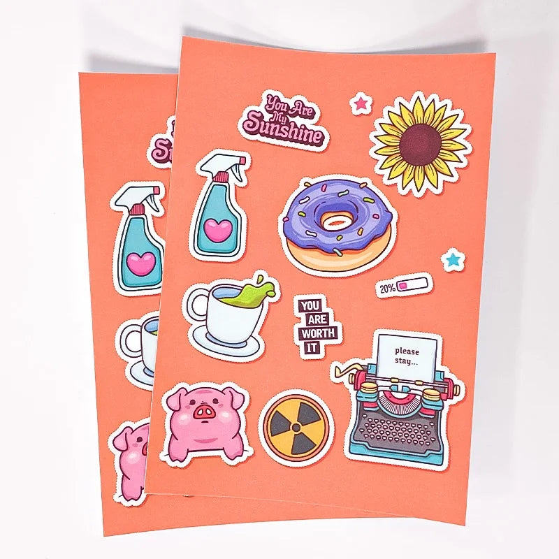 Waterproof Eco-Friendly Cartoon Self Adhesive Custom Brand Logo PVC Vinyl Kiss Cut Sticker Sheet for Kids