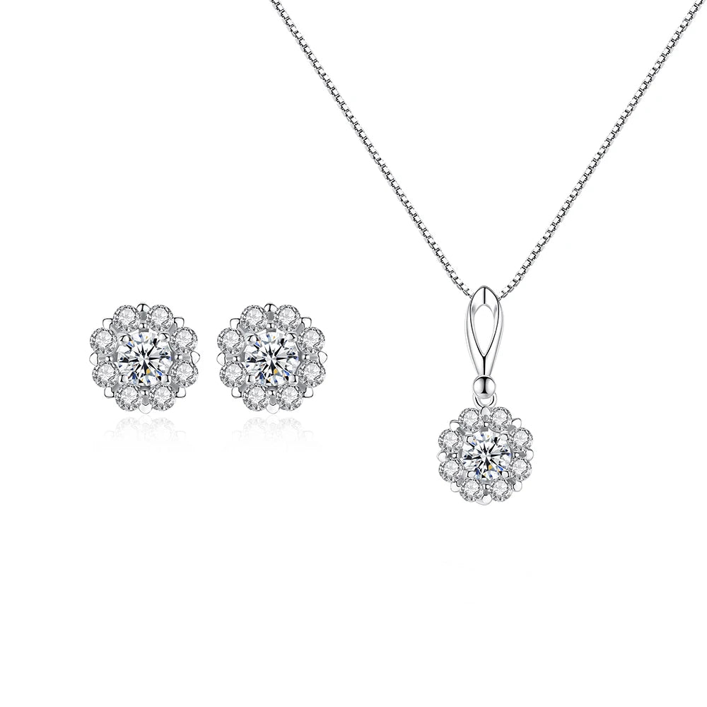 Mothers Day Jewelry Set 925 Silver Jewelry 925 Sterling Set Bling Sunflower Cubic Zirconia Jewelry Sets