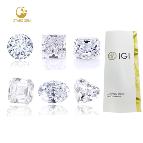 0.5CT 1.0CT 2.0CT 3.0CT IGI Synthetic DEF Color HPHT Diamond Stone CVD VVS Loose Lab Grown Diamond