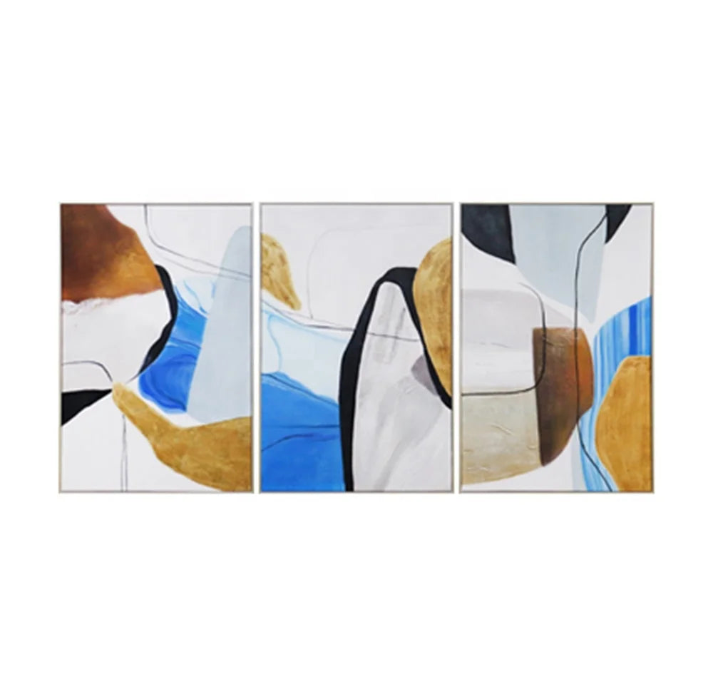 Wall Painting For Living Room Wall Modern 3 Panel Abstract Textured Wall Art Canvas Hand Oil Painting