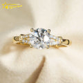 With GIA Certificate Women Jewelry Elegant Round Brilliant Cut 1.08ct 14K Yellow Gold Solid Lab Diamond CVD Engagement Ring